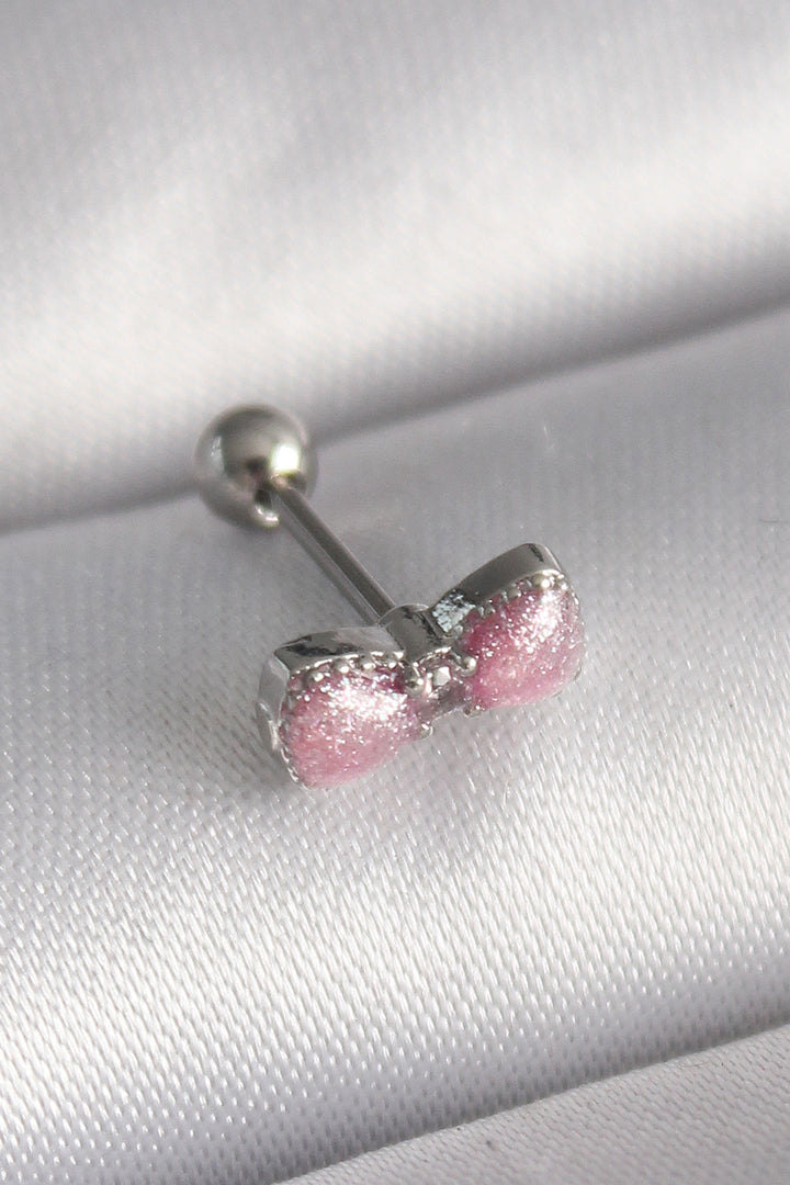 EBJ 316L Steel Silver Color Pink Ribbon Zircon Stone Detail Tragus Piercing - Hermosillo