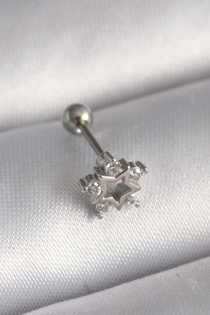 EBJ 316L Steel Silver Color Zircon Stone Star Model Tragus Piercing - New Bedford