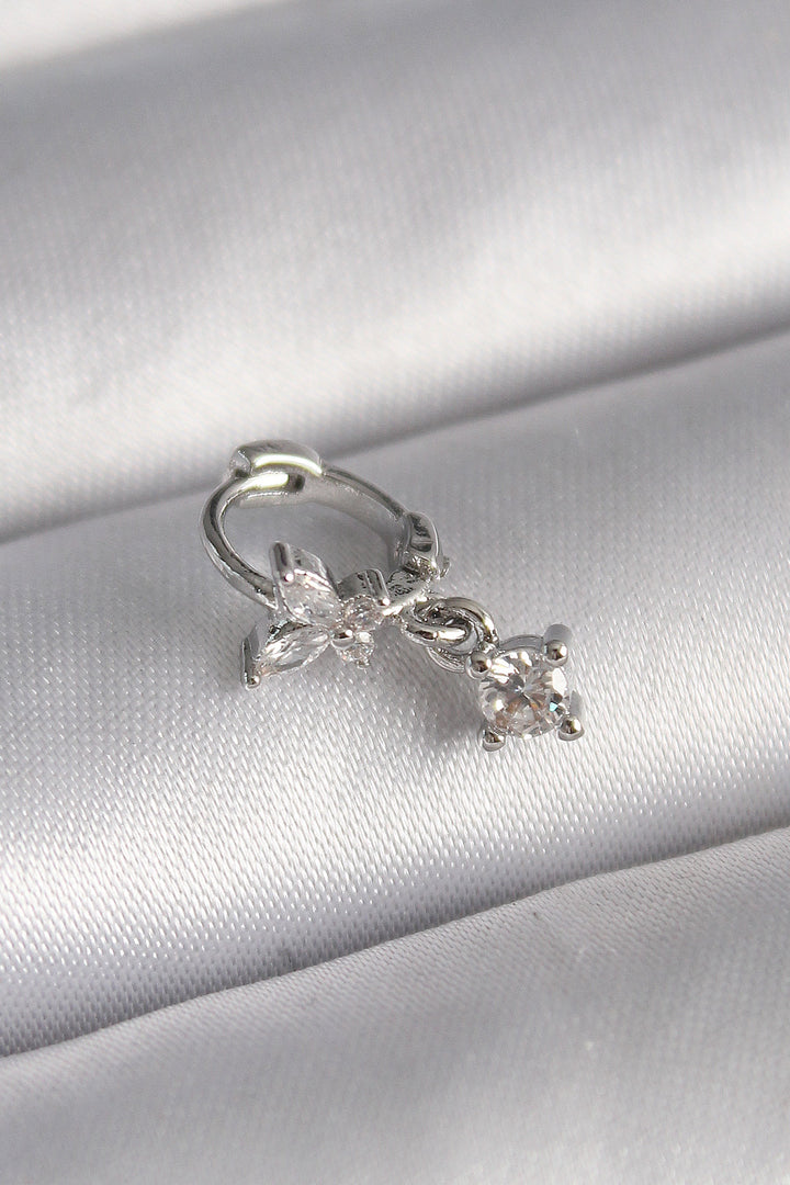 EBJ 316L Steel Silver Color Zircon Stone Butterfly Model Dangle Detail Tragus Piercing - West Jordan