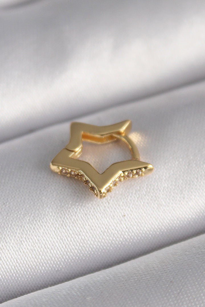 EBJ 316L Steel Gold Color Zircon Stone Detailed Star Model Tragus Piercing - Bossier City