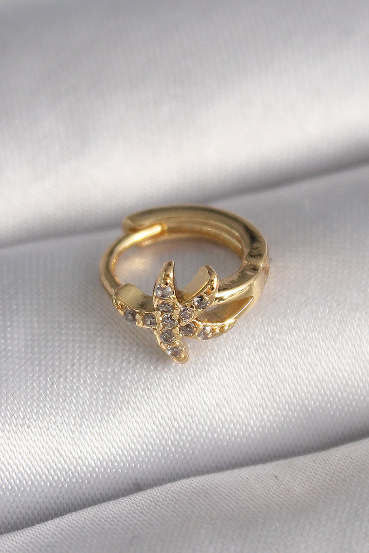 EBJ 316L Steel Gold Color Zircon Stone Starfish Model Tragus Piercing - Trapani
