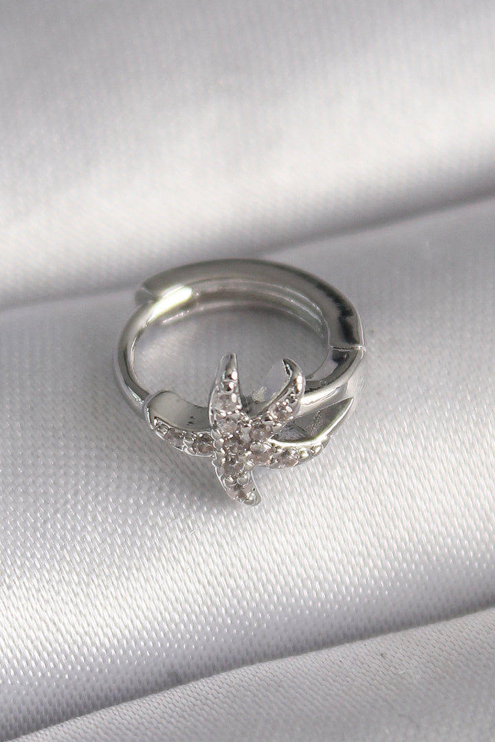 EBJ 316L Steel Silver Color Zircon Stone Starfish Model Tragus Piercing - Wilson