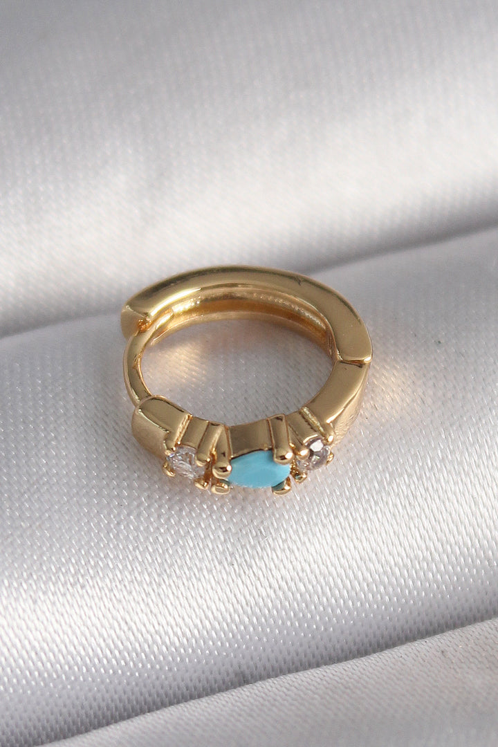 EBJ 316L Steel Gold Color Zircon Stone Blue Stone Detail Tragus Piercing - Dagenham
