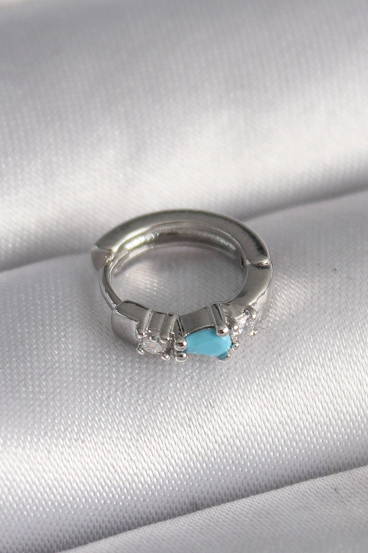 EBJ 316L Steel Silver Color Zircon Stone Blue Bead Detail Tragus Piercing - San Juan de los Lagos