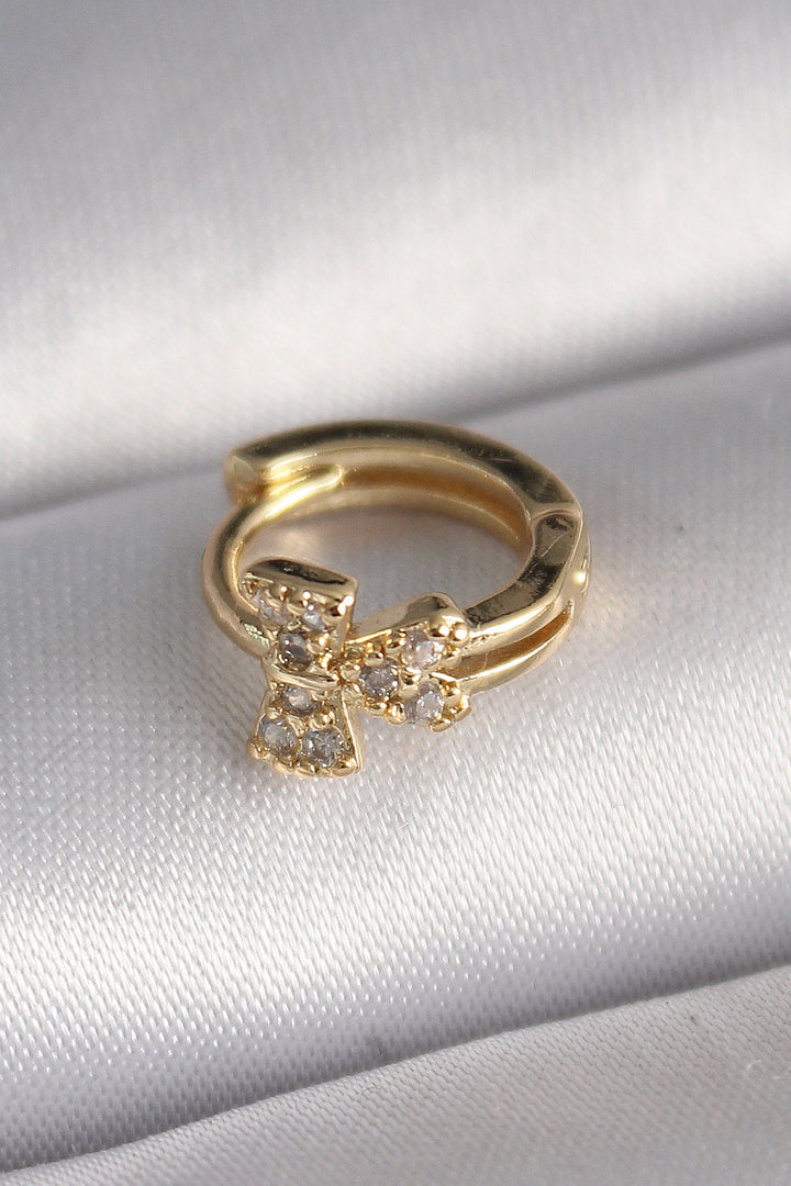 EBJ 316L Steel Gold Color Ribbon Model Tragus Piercing with Zircon Stone - Sevilla