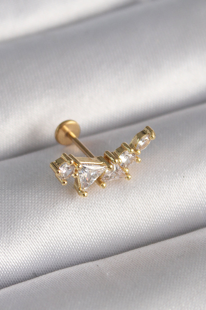 EBJ 316L Steel Gold Color Zircon Stone Tragus Piercing - Arnold
