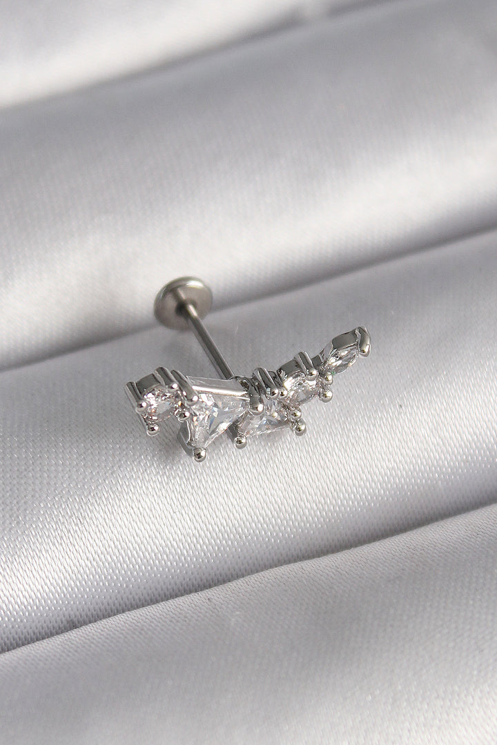 EBJ 316L Steel Silver Color Zircon Stone Tragus Piercing - Cork
