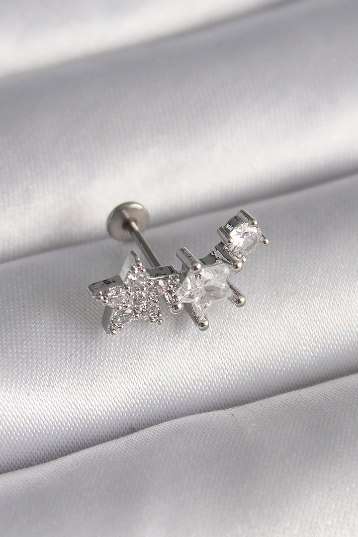 EBJ 316L Steel Silver Color Zircon Stone Star Model Tragus Piercing - Saskatoon
