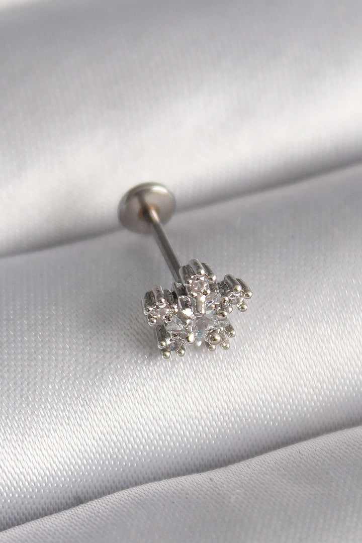 EBJ 316L Steel Silver Color Star Model Tragus Piercing with Zircon Stone - Bedford