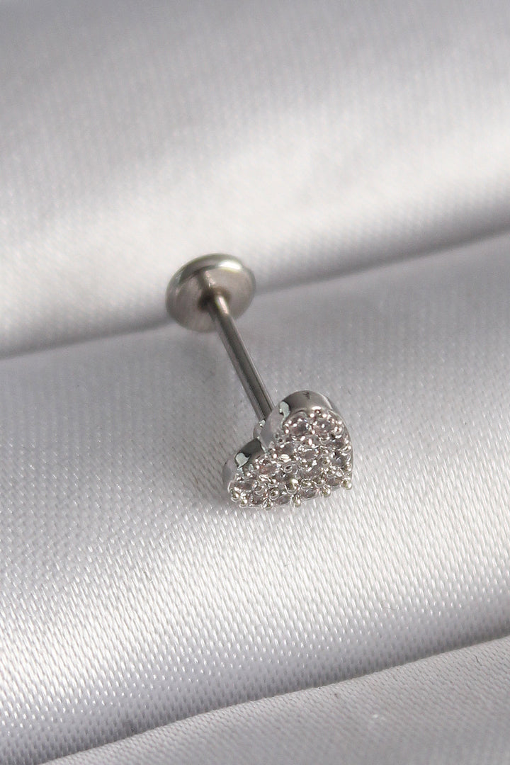EBJ 316L Steel Silver Color Zircon Stone Heart Model Tragus Piercing - Ponta Delgada