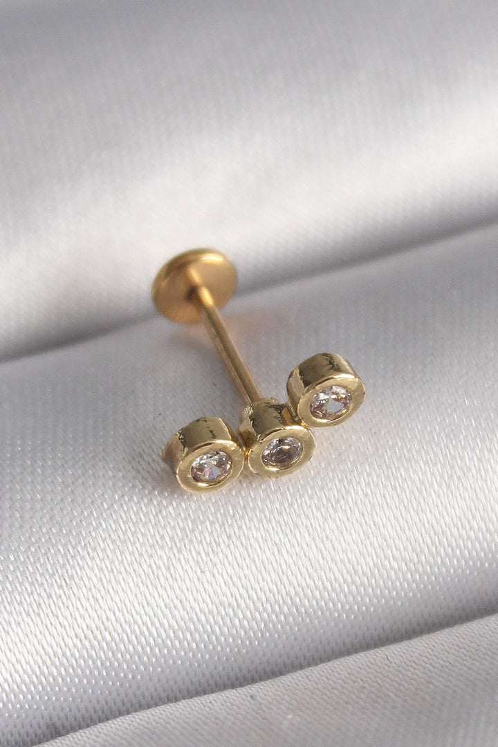 EBJ 316L Steel Gold Color Zircon Stone Tragus Piercing - Southampton