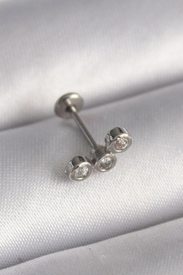 EBJ 316L Steel Silver Color Zircon Stone Tragus Piercing - Preston