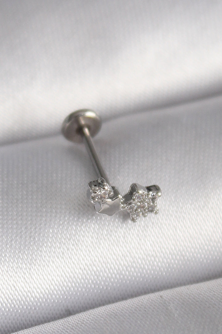 EBJ 316L Steel Silver Color Star Model Tragus Piercing with Zircon Stone - Boryslav