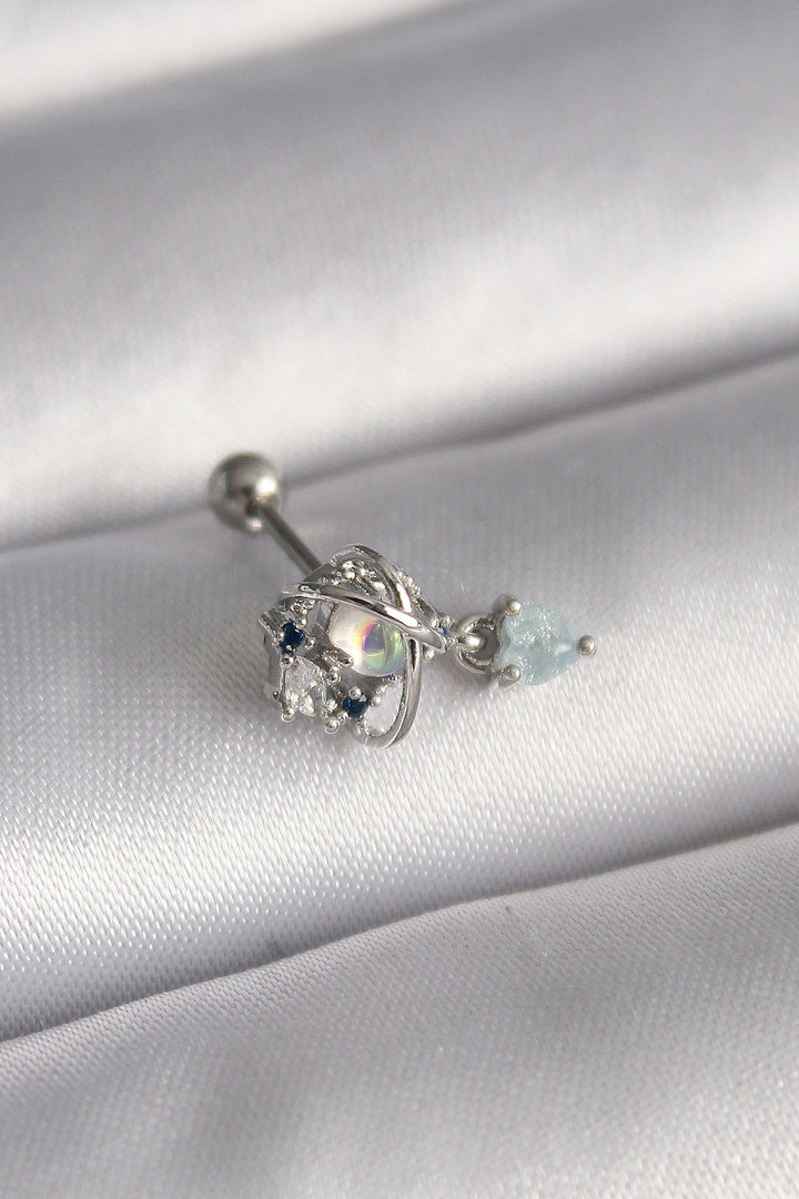 EBJ 316L Steel Silver Color Zircon Stone Dangle Heart Detail Tragus Piercing - Harrisburg