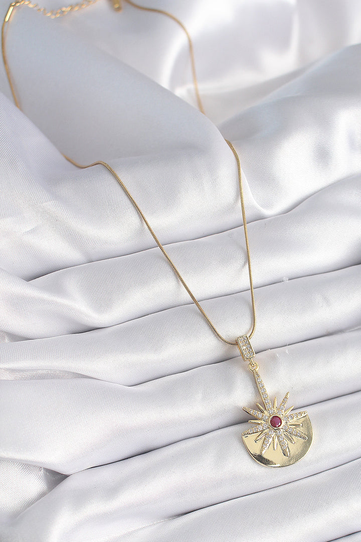 EBJ 316L Stainless Steel Gold Color Star Model Women's Necklace with Zircon Stone - Fairborn