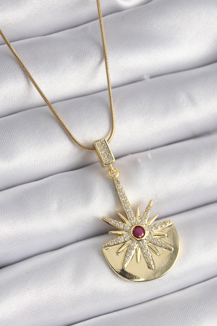 EBJ 316L Stainless Steel Gold Color Star Model Women's Necklace with Zircon Stone - Fairborn