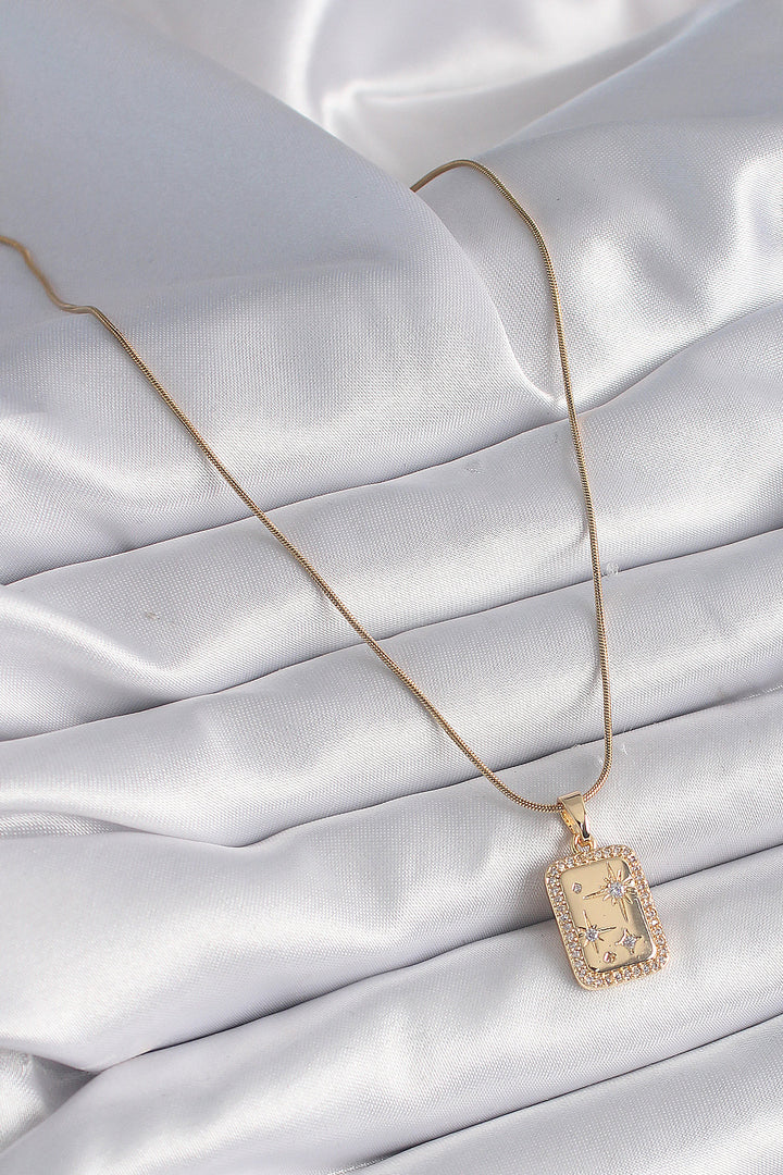 EBJ 316L Steel Gold Color Zircon Stone Star Processing Medal Women's Necklace - Alcantarilla