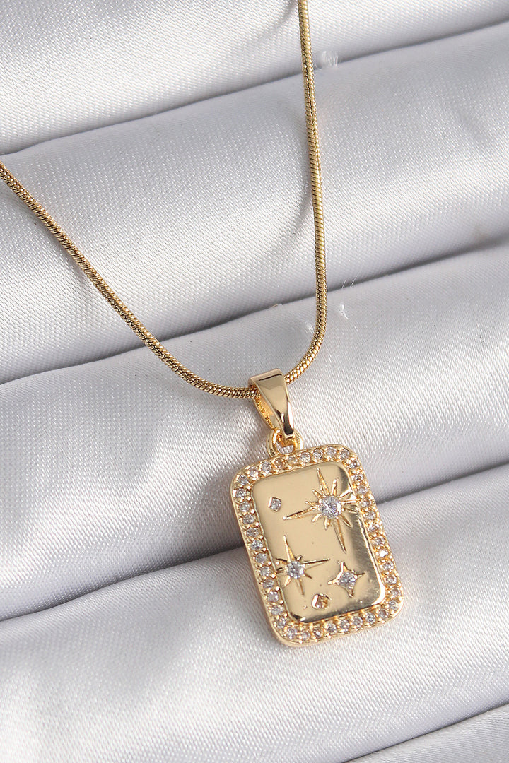 EBJ 316L Steel Gold Color Zircon Stone Star Processing Medal Women's Necklace - Alcantarilla