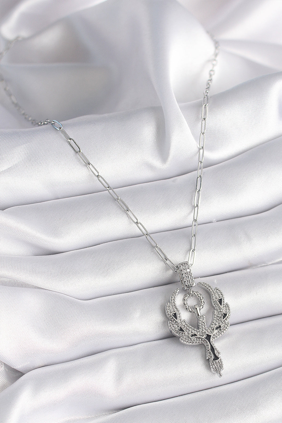 EBJ 316L Stainless Steel Silver Color Zircon Stone Phoenix Model Women's Necklace - DeSoto