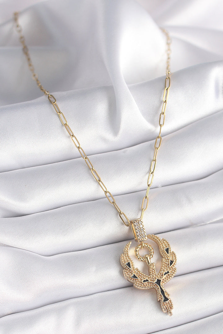 EBJ 316L Stainless Steel Gold Color Zircon Stone Phoenix Model Women's Necklace - Bartlett