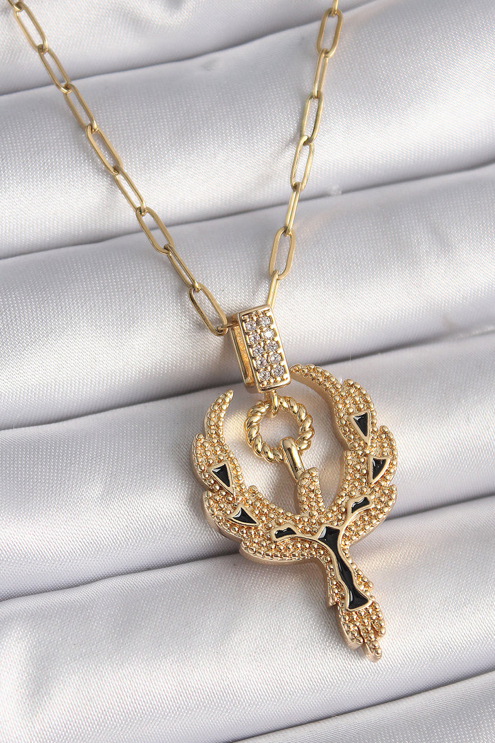 EBJ 316L Stainless Steel Gold Color Zircon Stone Phoenix Model Women's Necklace - Bartlett