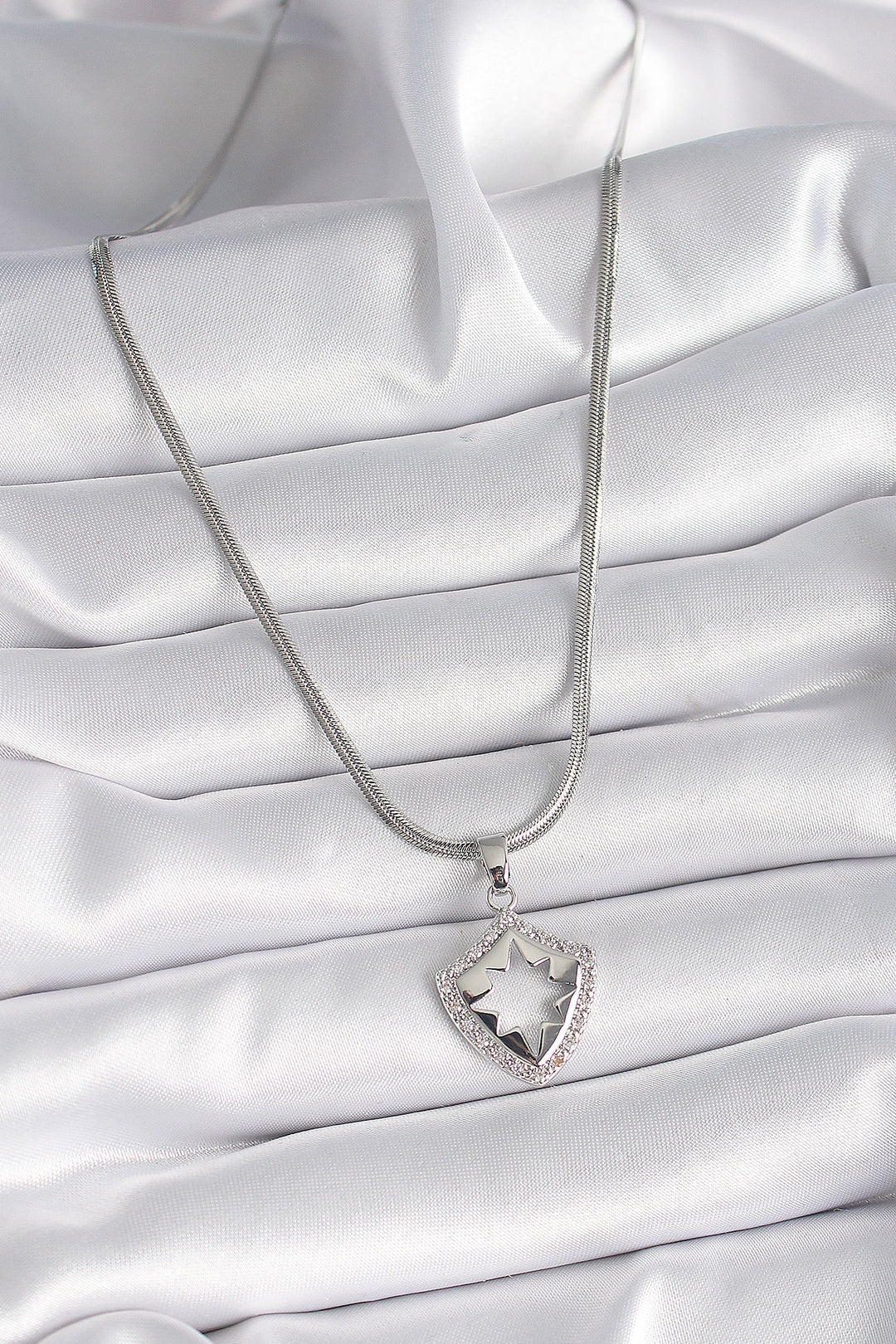 EBJ 316L Stainless Steel Silver Color Italian Chain with Zircon Stone Polaris Processing Model Women's Necklace - Barletta