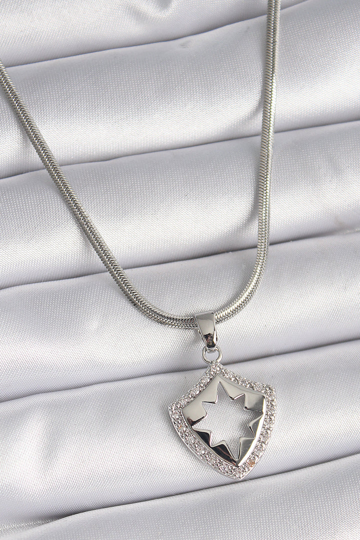 EBJ 316L Stainless Steel Silver Color Italian Chain with Zircon Stone Polaris Processing Model Women's Necklace - Barletta
