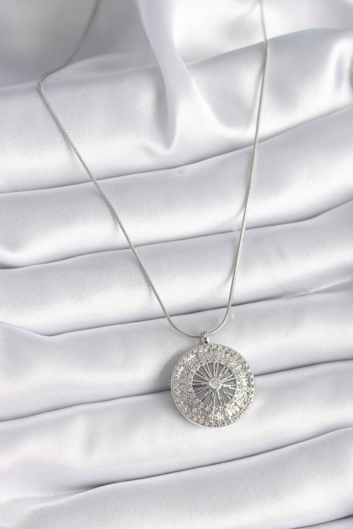 EBJ 316L Stainless Steel Silver Color Zircon Stone 12 Zodiac Medal Model Women's Necklace - Belleville