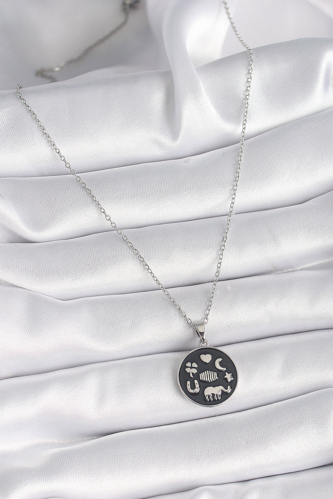 EBJ 316L Steel Silver Color Black Color Lucky Necklace - Fountain Valley