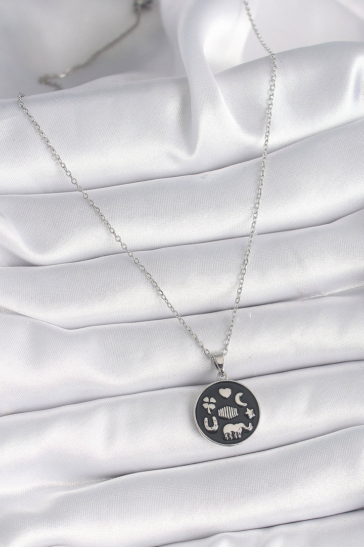 EBJ 316L Steel Silver Color Black Color Lucky Necklace - Fountain Valley