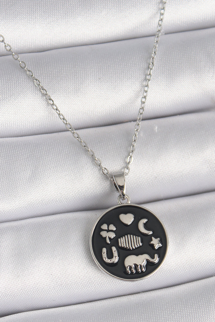 EBJ 316L Steel Silver Color Black Color Lucky Necklace - Fountain Valley