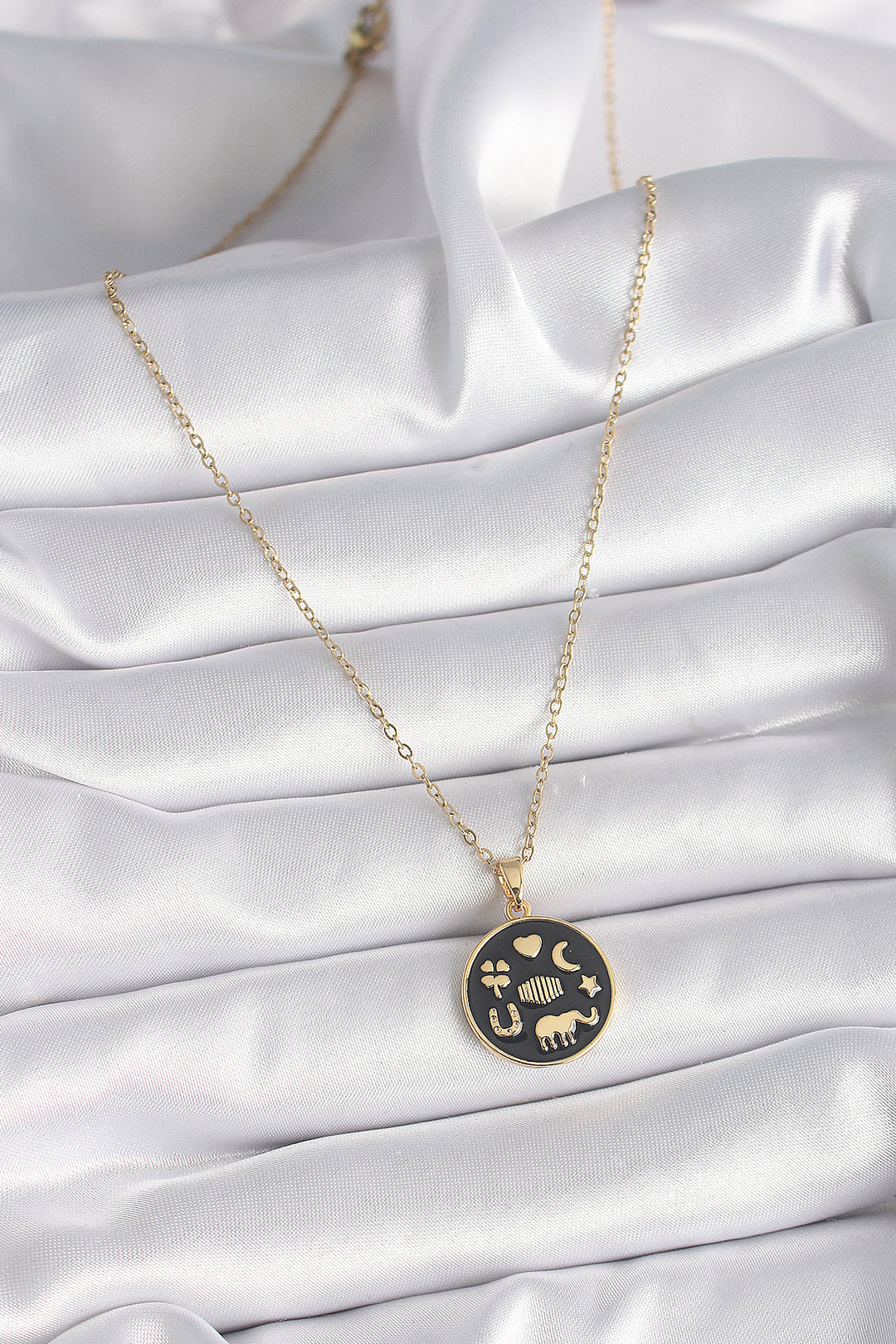 EBJ 316L Steel Gold Color Black Lucky Necklace - Holland