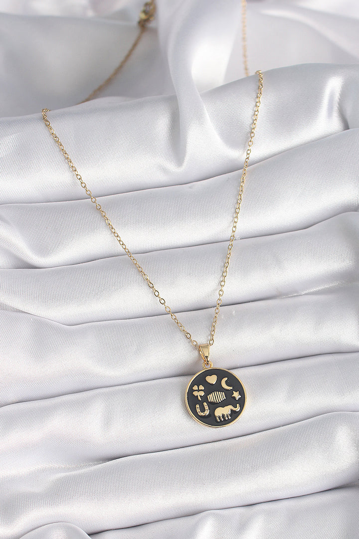 EBJ 316L Steel Gold Color Black Lucky Necklace - Holland