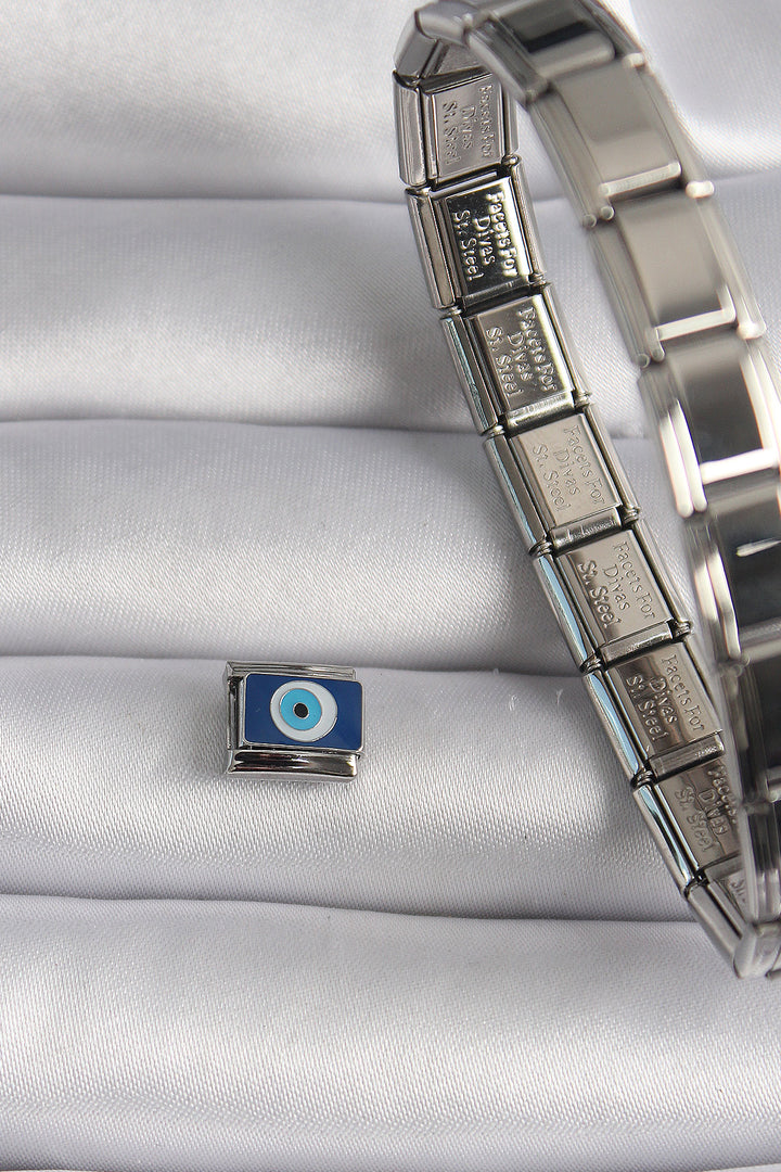 EBJ 316L Stainless Steel Silver Color Evil Eye Bead Model Nomination Charm - Bad Homburg