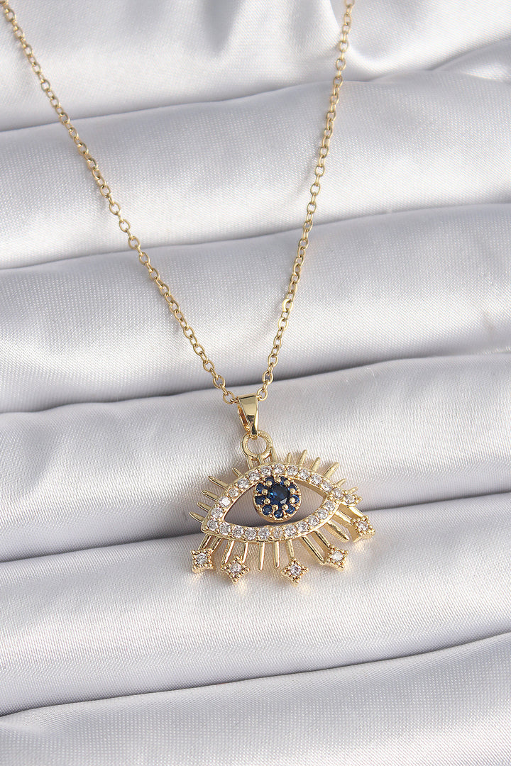 EBJ 316L Steel Gold Color Chain with Zircon Stone Eye Model Women's Ring - Toulouse