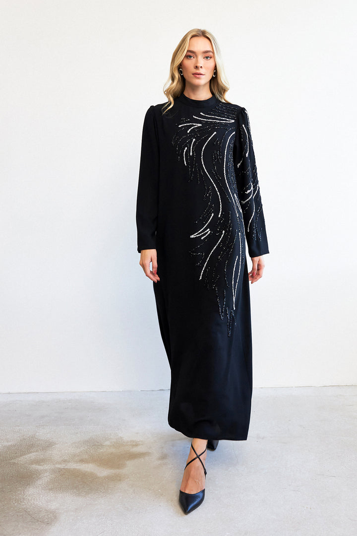 ZRF Women Zeren Stone-Embroidered Evening Dress - Black - Tbilisi