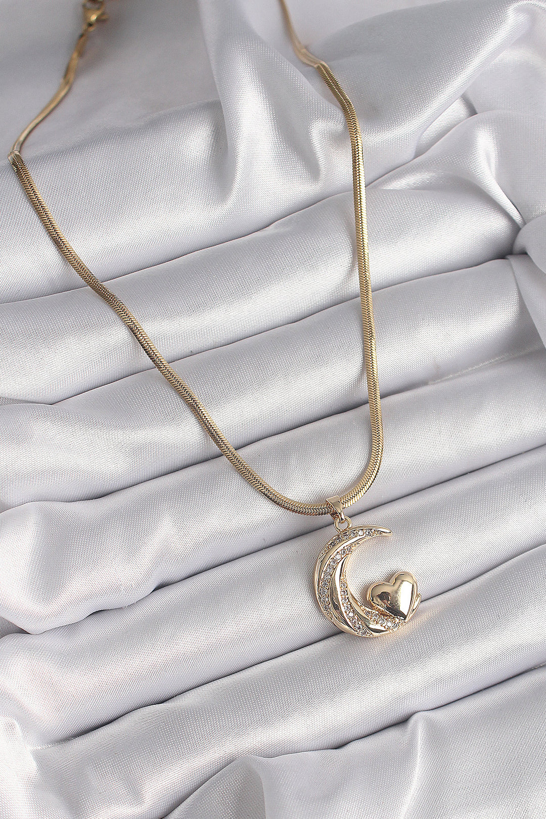 EBJ 316L Steel Gold Color Steel Italian Chain Zircon Stone Halil Figure Heart Detail Women's Necklace - Zinacantepec