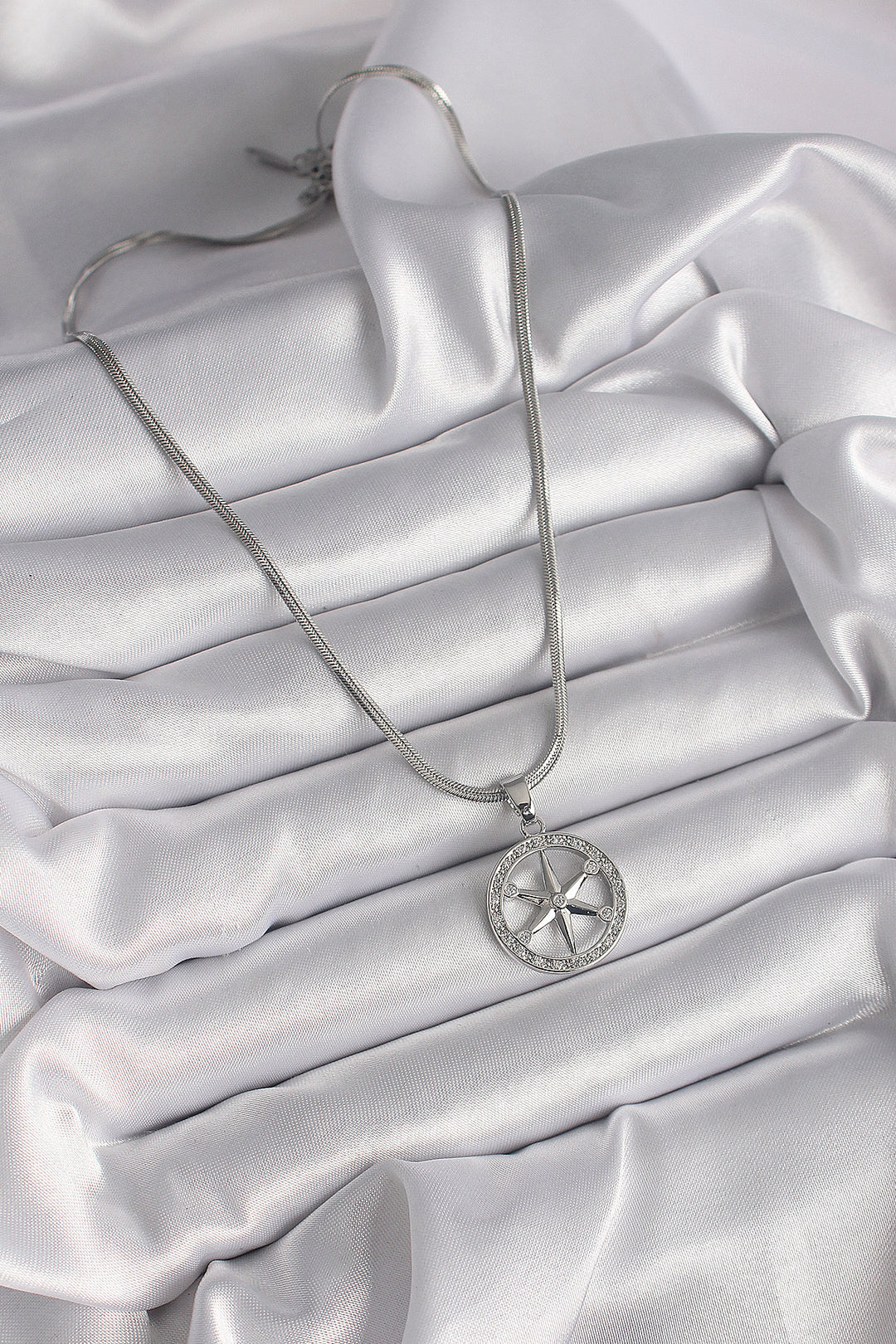 EBJ 316L Stainless Steel Silver Color Italian Chain with Zircon Stone Polar Star Model Women's Necklace - Orsha