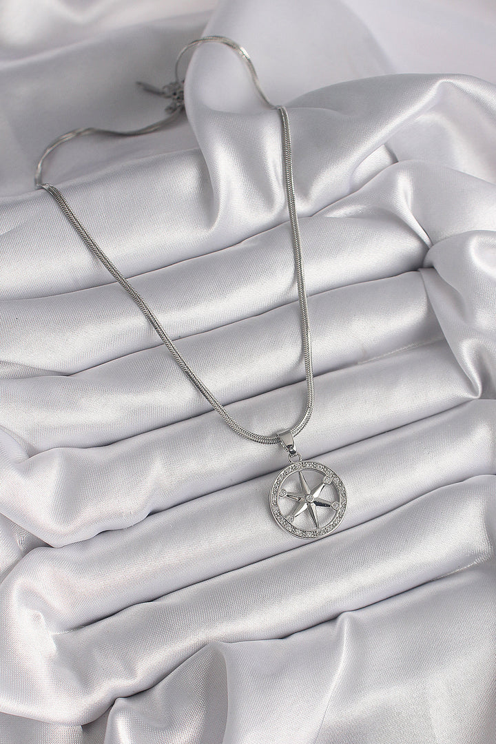 EBJ 316L Stainless Steel Silver Color Italian Chain with Zircon Stone Polar Star Model Women's Necklace - Orsha