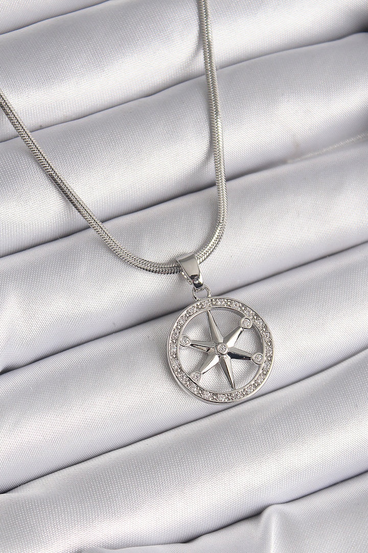EBJ 316L Stainless Steel Silver Color Italian Chain with Zircon Stone Polar Star Model Women's Necklace - Orsha