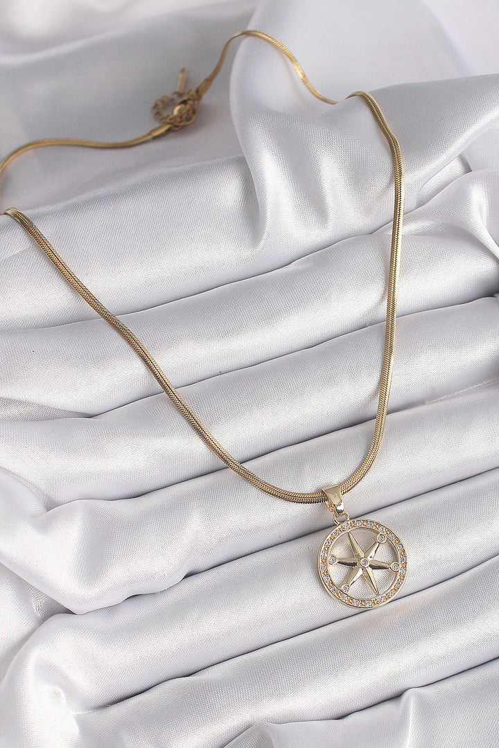 EBJ 316L Steel Gold Color Italian Chain with Zircon Stone Polar Star Model Women's Necklace - Mykolaiv