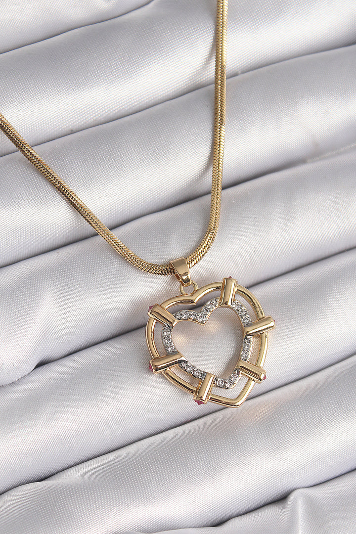 EBJ 316L Steel Gold Color Italian Chain Mixed Color Zircon Stone Heart Model Women's Necklace - Mexico City
