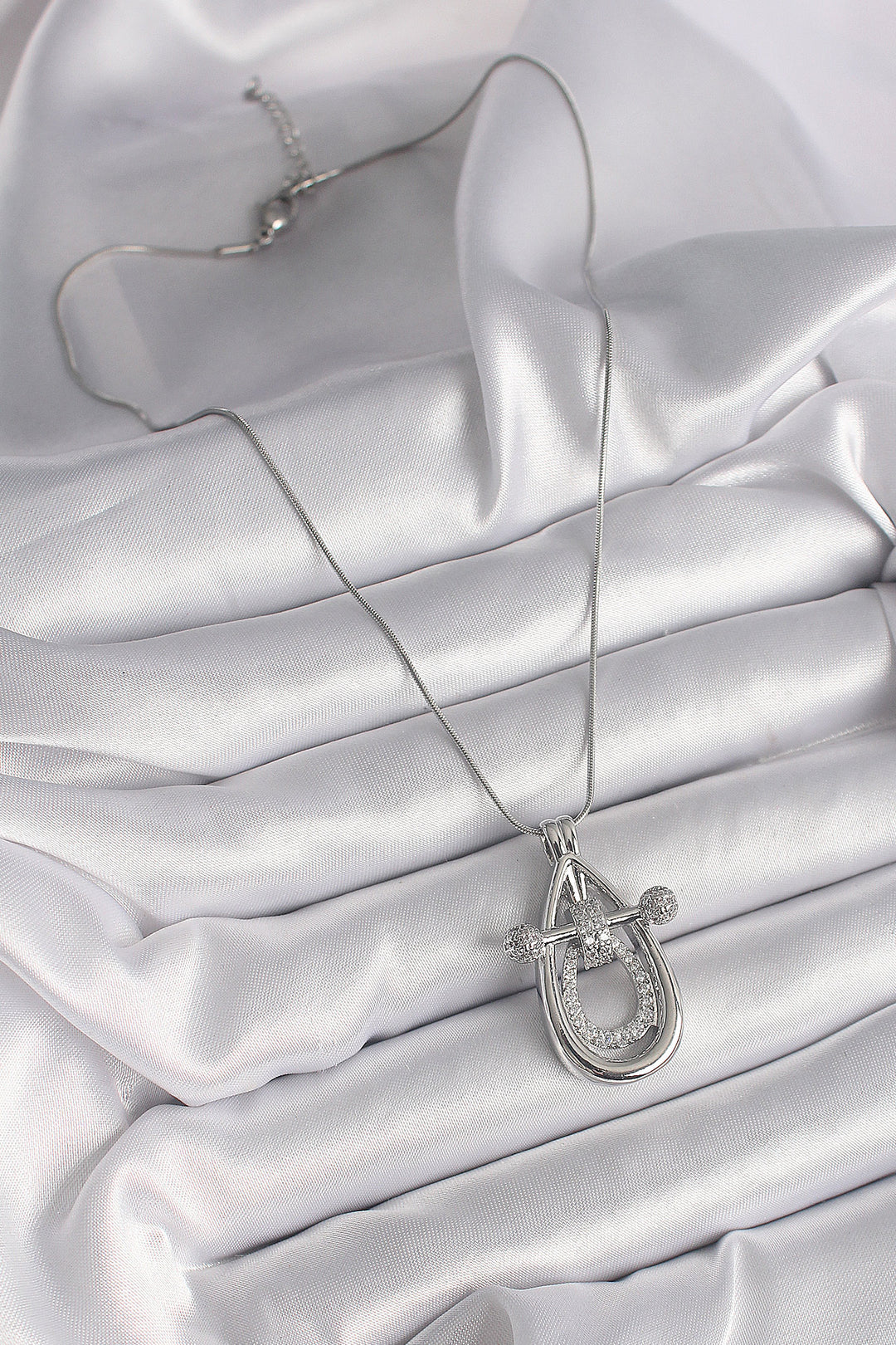 EBJ 316L Stainless Steel Silver Color Zircon Stone Drop Model Women's Necklace - Santa Rosa