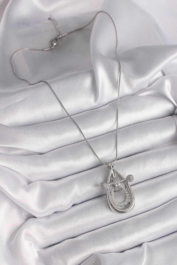 EBJ 316L Stainless Steel Silver Color Zircon Stone Drop Model Women's Necklace - Santa Rosa