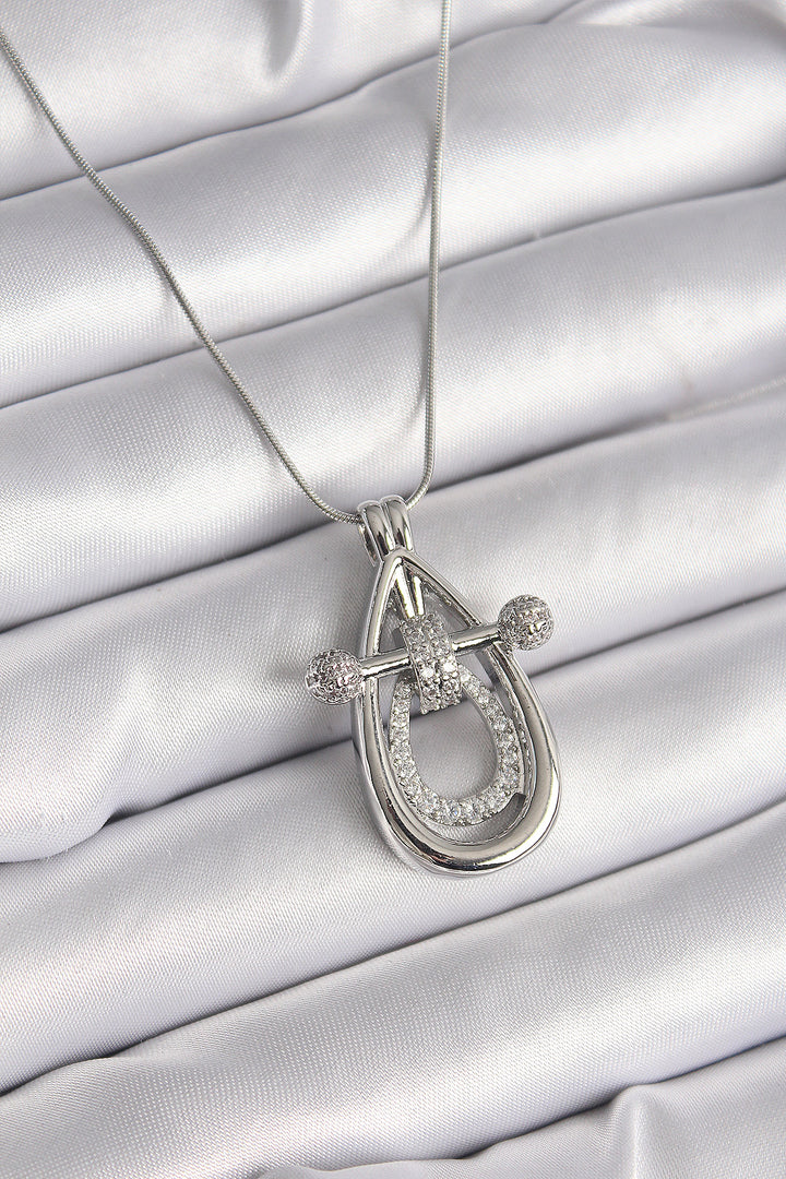 EBJ 316L Stainless Steel Silver Color Zircon Stone Drop Model Women's Necklace - Santa Rosa