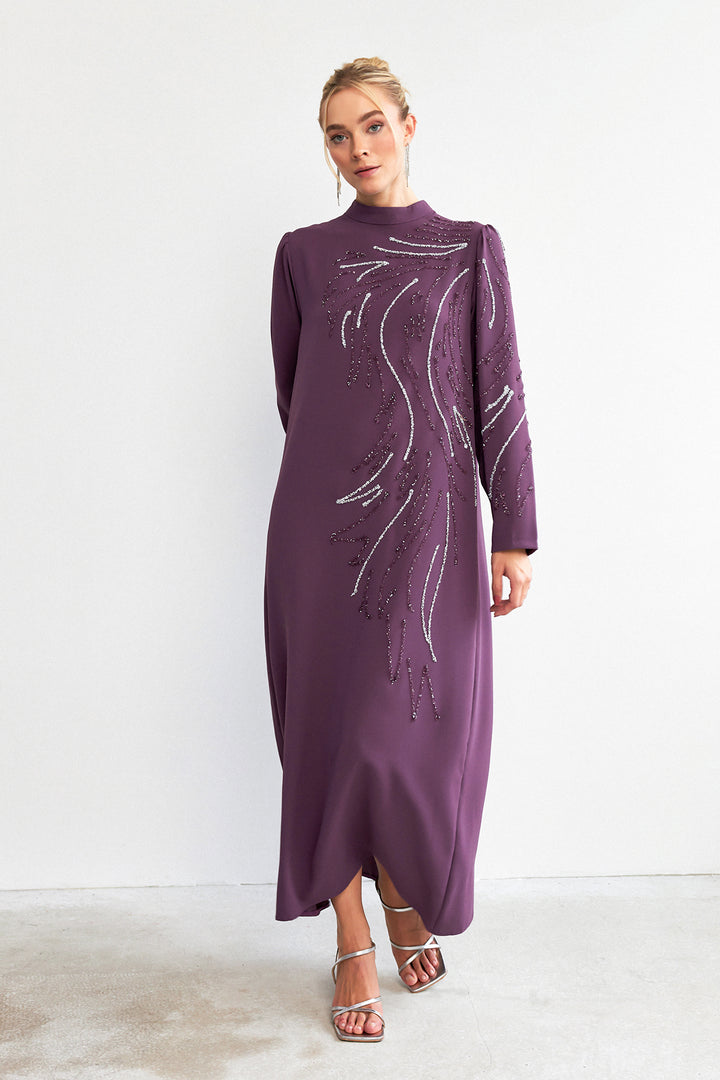 ZRF Women Zeren Stone-Embroidered Evening Dress - Lilac - Aranjuez
