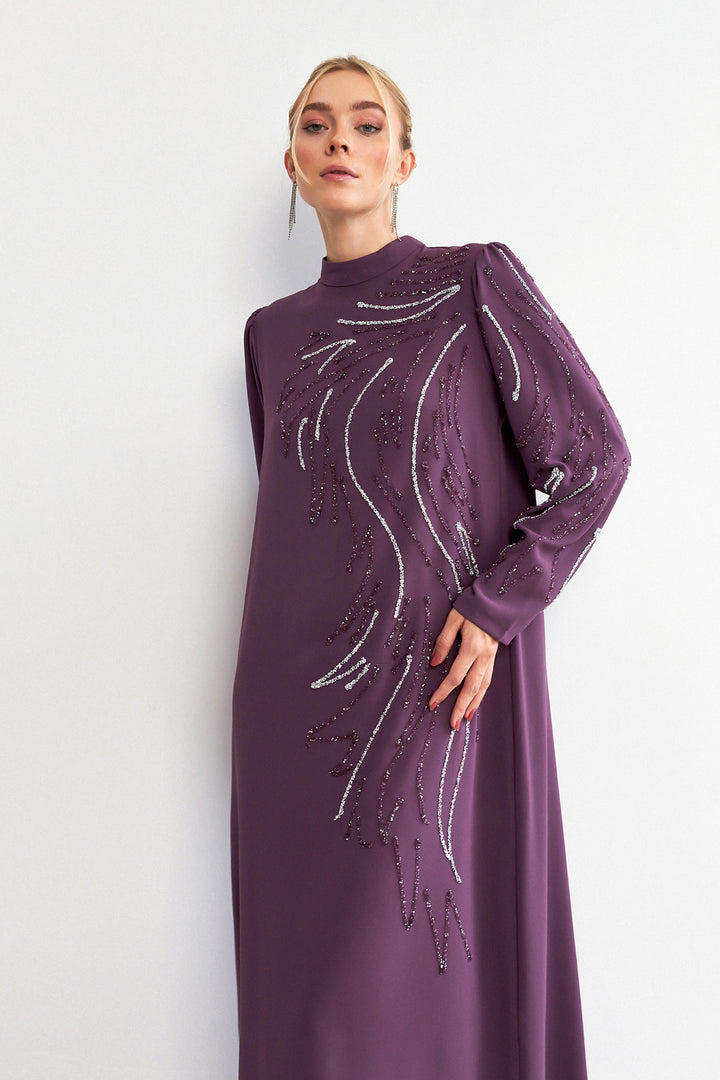 ZRF Women Zeren Stone-Embroidered Evening Dress - Lilac - Aranjuez