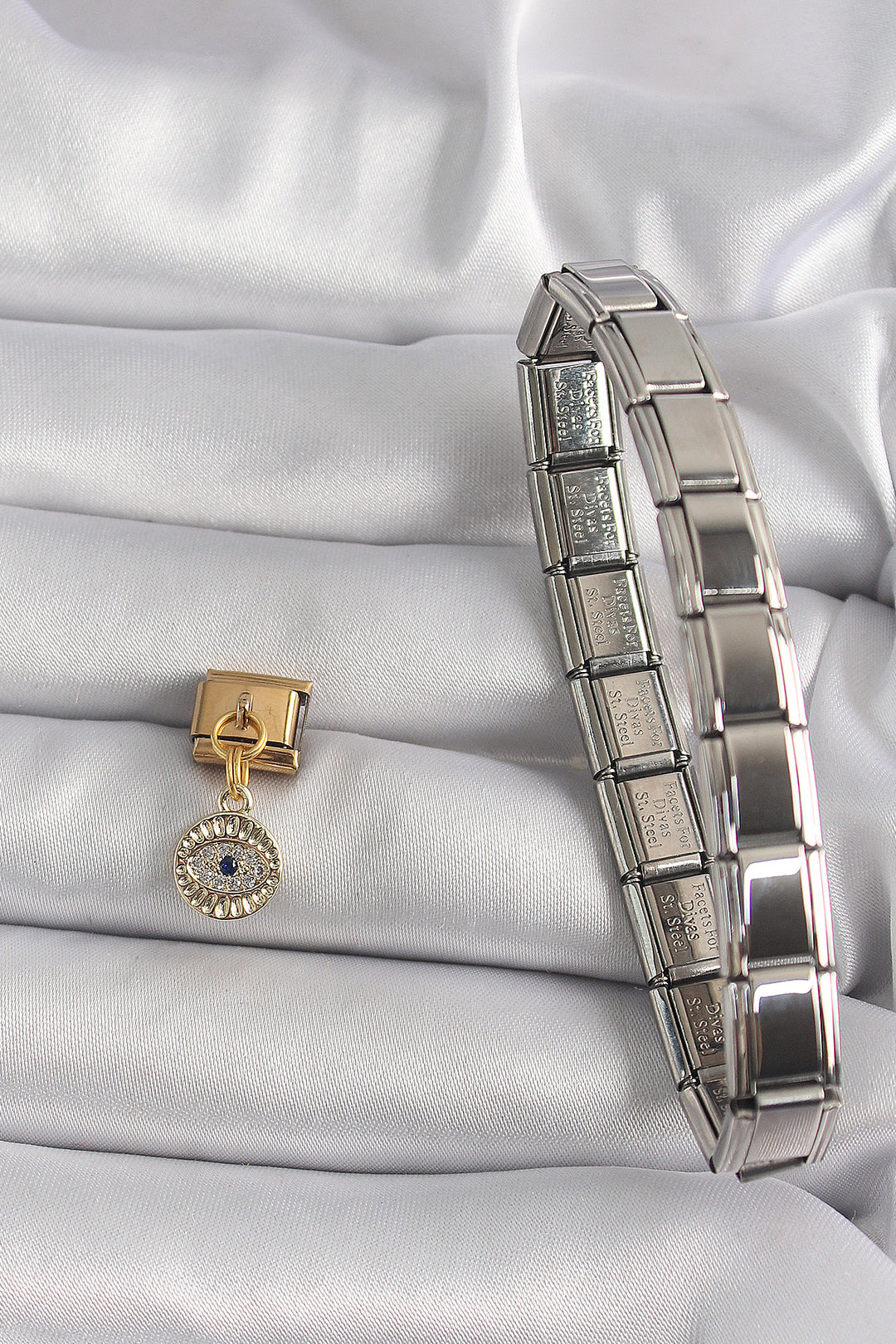 EBJ 316L Steel Gold Color Dangle Eye Model Nomination Charm with Zircon Stone - Zacatepec