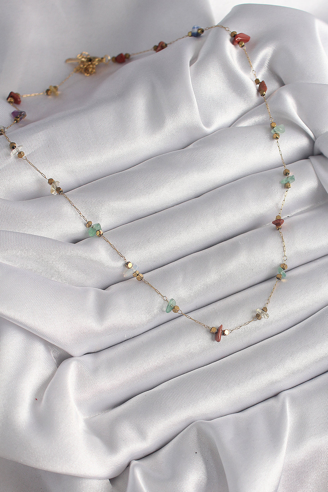 EBJ 316L Steel Gold Color Chain Colorful Natural Stone Model Women's Necklace - Culver City