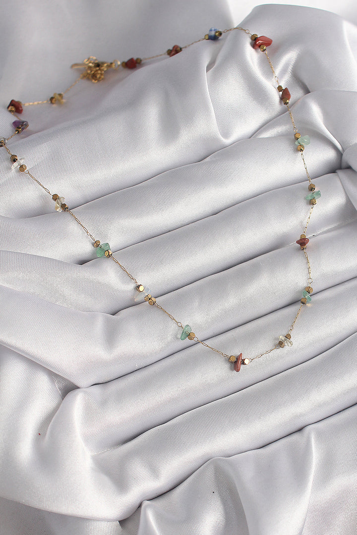 EBJ 316L Steel Gold Color Chain Colorful Natural Stone Model Women's Necklace - Culver City